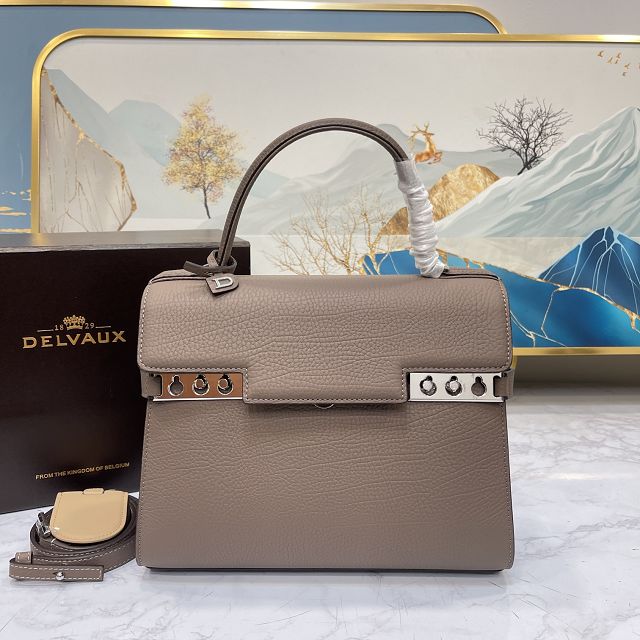 Delvaux original grained calfskin tempete medium bag AA0562 grey