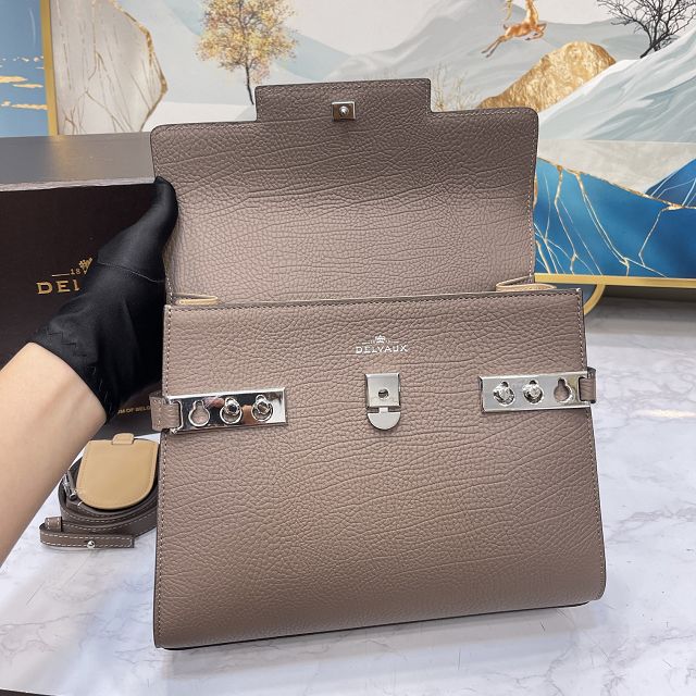 Delvaux original grained calfskin tempete medium bag AA0562 grey