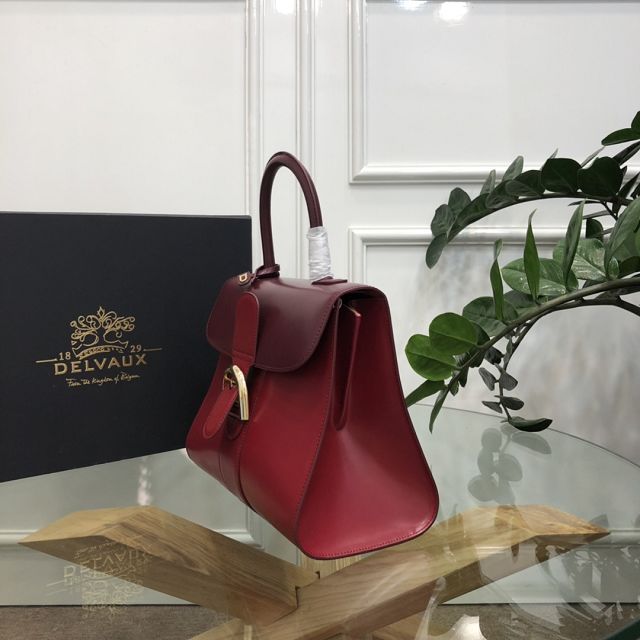 Delvaux original box calfskin brillant bag MM AA0555 burgundy&wine red