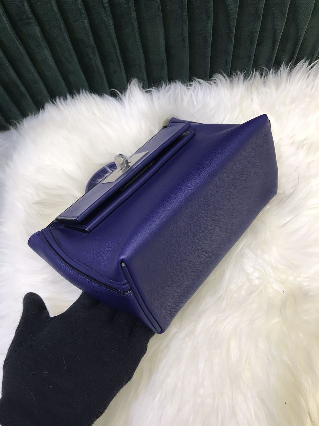Hermes original togo leather kelly 2424 bag HH03699 blue electric 