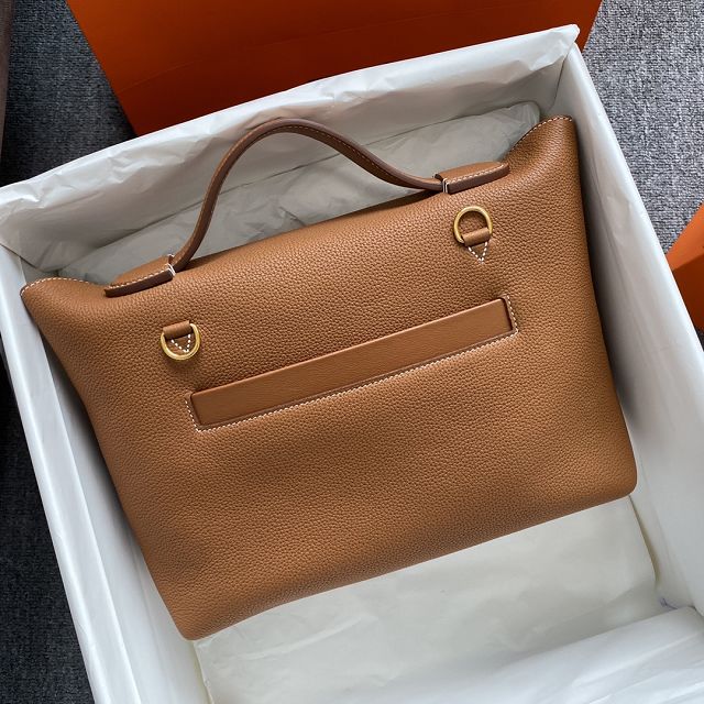 Hermes original togo leather small kelly 2424 bag HH03698 gold brown