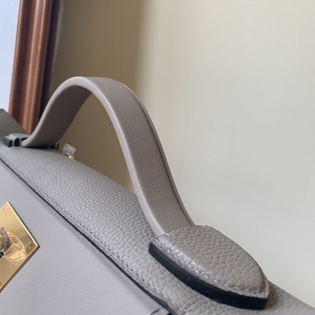 Hermes original togo leather kelly 2424 bag HH03699 gris asphalte