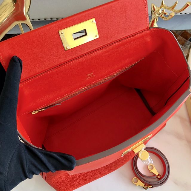 Hermes original togo leather kelly 2424 bag HH03699 red