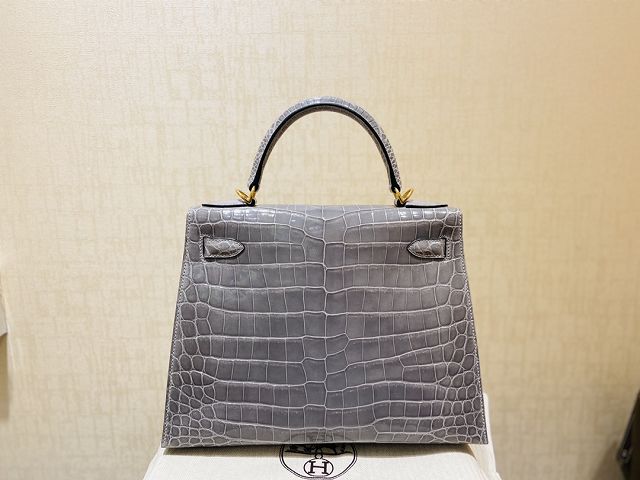 Hermes genuine crocodile leather kelly bag K320 beton