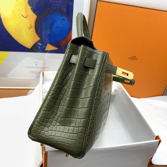 Hermes genuine crocodile leather kelly bag K320 vert maquis