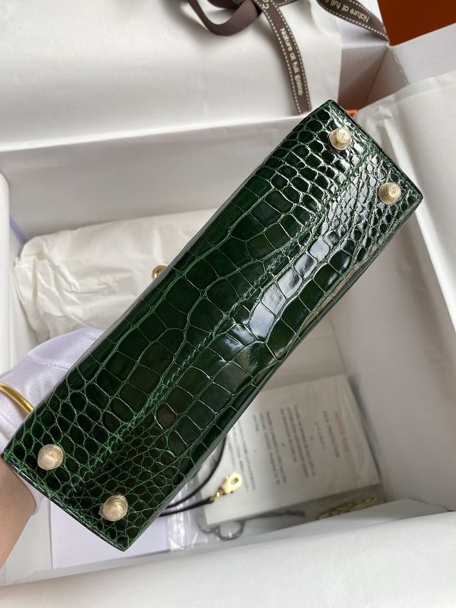 Hermes genuine crocodile leather mini kelly bag K0019 emerald