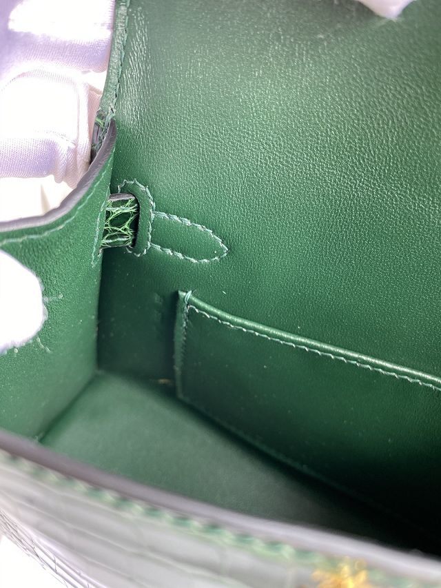 Hermes genuine crocodile leather mini kelly bag K0019 emerald