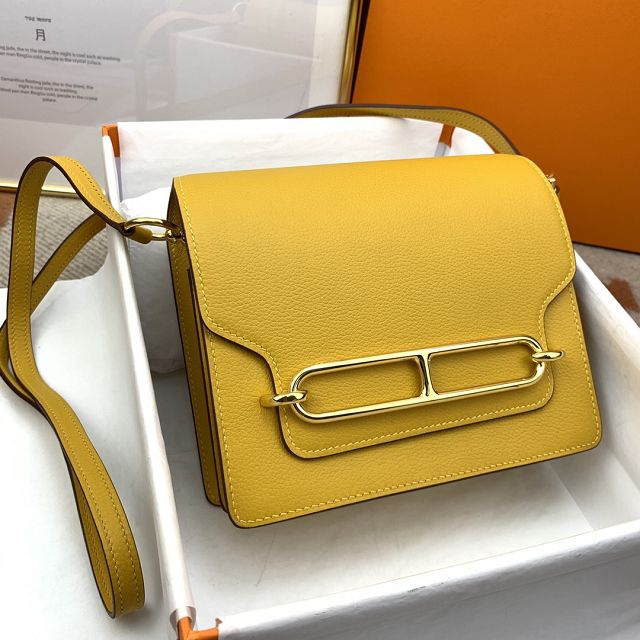 Hermes original evercolor leather roulis bag R18 amber