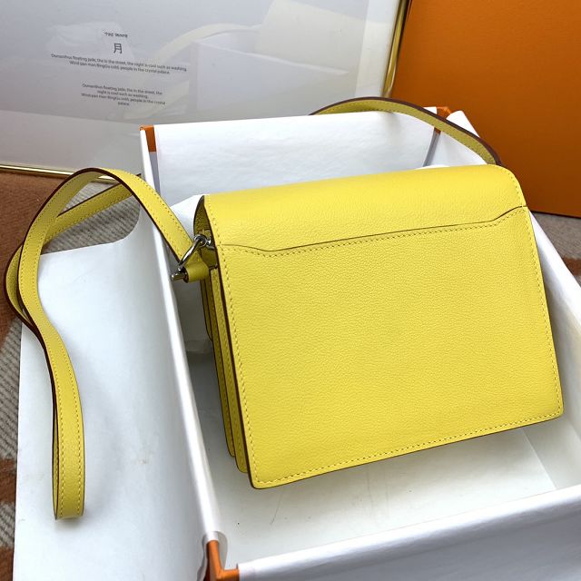 Hermes original evercolor leather roulis bag R18 lemon yellow