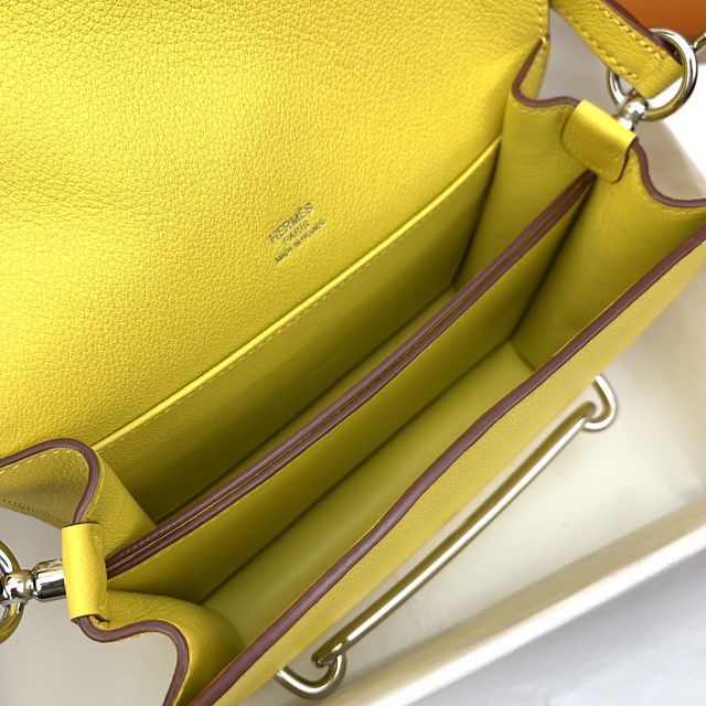 Hermes original evercolor leather roulis bag R18 lemon yellow