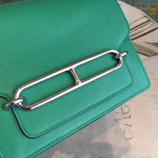 Hermes original evercolor leather roulis bag R18 vert verigo 