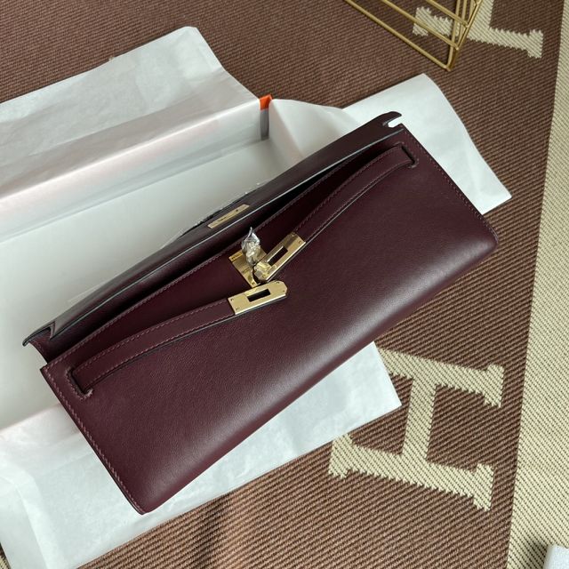 hermes original swfit leather kelly cut 31 clutch H032 bordeaux