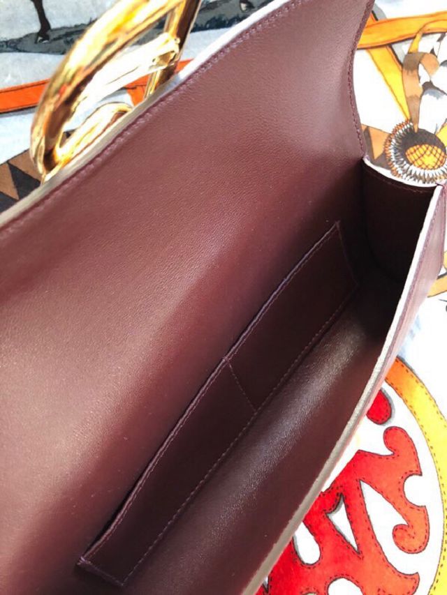 Hermes original swfit leather egee clutch E001 bordeaux