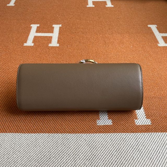 Hermes original swfit leather egee clutch E001 etoupe grey