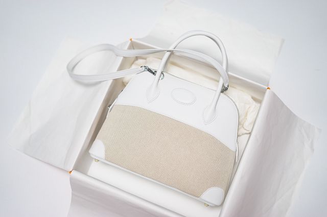 Hermes handmade original canvas medium bolide 31 bag B031 white