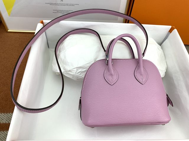 Hermes original chevre leather mini bolide bag H018 mauve sylvestre