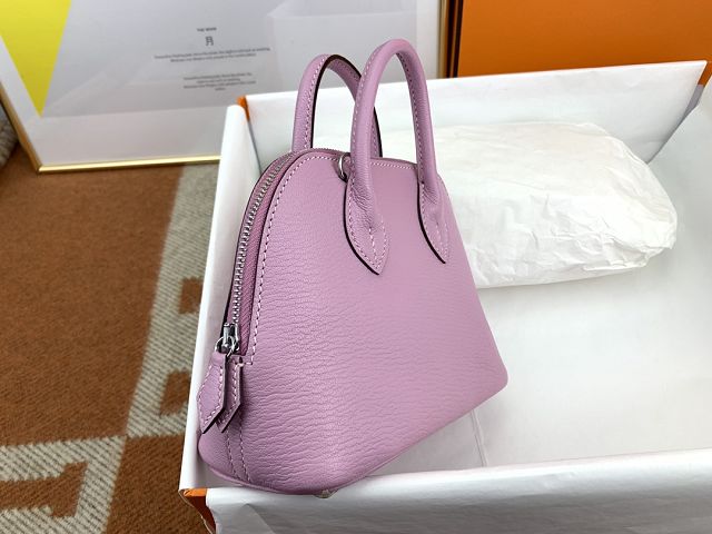 Hermes original chevre leather mini bolide bag H018 mauve sylvestre