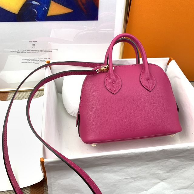 Hermes original chevre leather mini bolide bag H018 rose purple