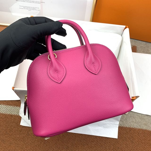 Hermes original chevre leather mini bolide bag H018 rose purple