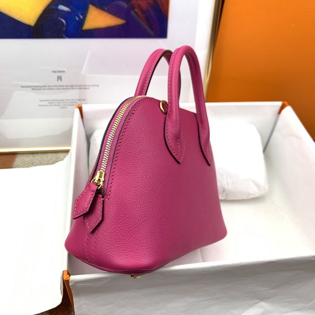 Hermes original chevre leather mini bolide bag H018 rose purple