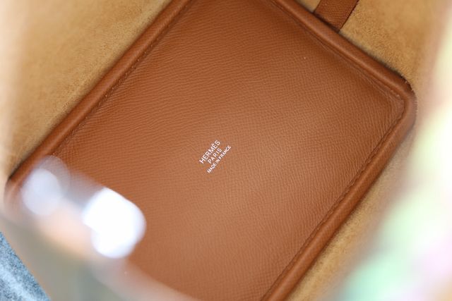Hermes original epsom leather picotin lock 22 bag HP0022 gold brown