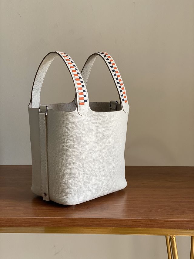 Hermes original epsom leather small picotin lock bag HP0018 white