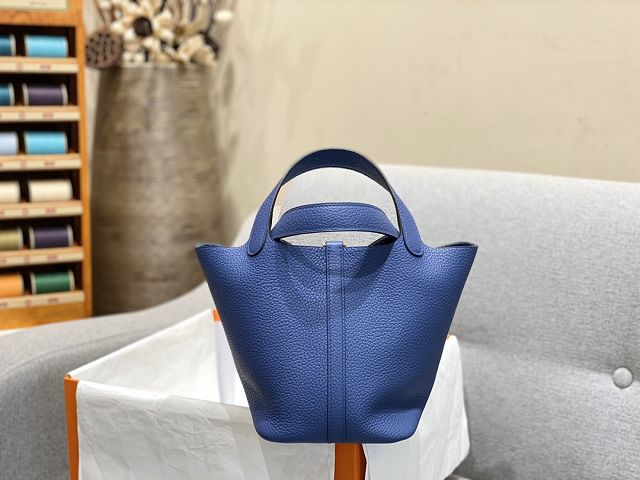 Hermes original togo leather picotin lock bag HP0022 blue brighton