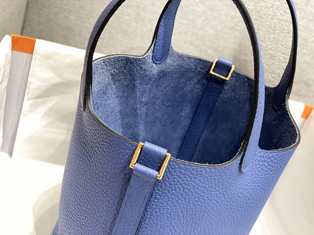 Hermes original togo leather small picotin lock bag HP0018 blue brighton