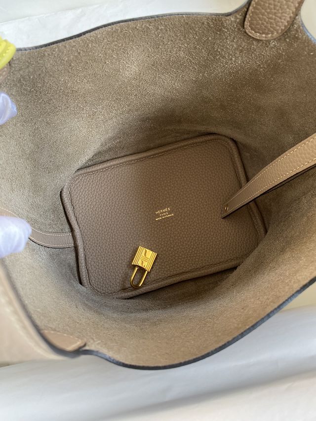 Hermes original togo leather small picotin lock bag HP0018 gris tourterelle 