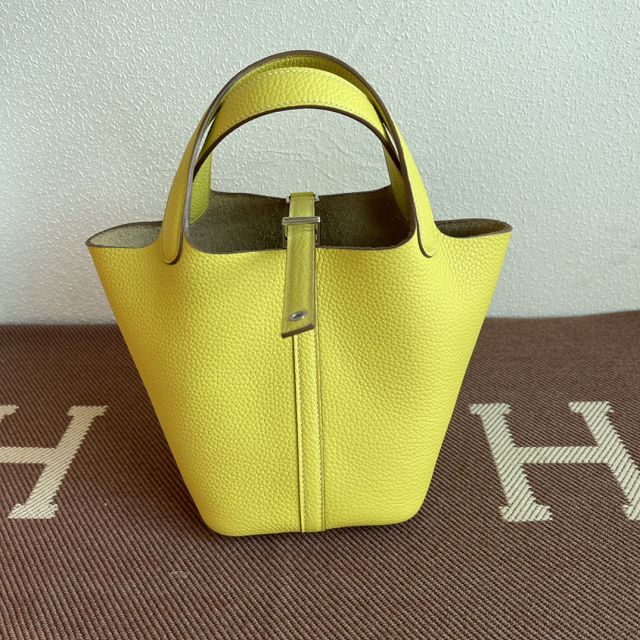 Hermes original togo leather picotin lock bag HP0022 lemon yellow	