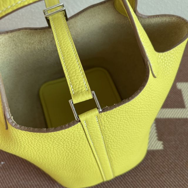 Hermes original togo leather picotin lock bag HP0022 lemon yellow	