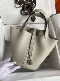 Hermes original togo leather picotin lock bag HP0022 pearlash
