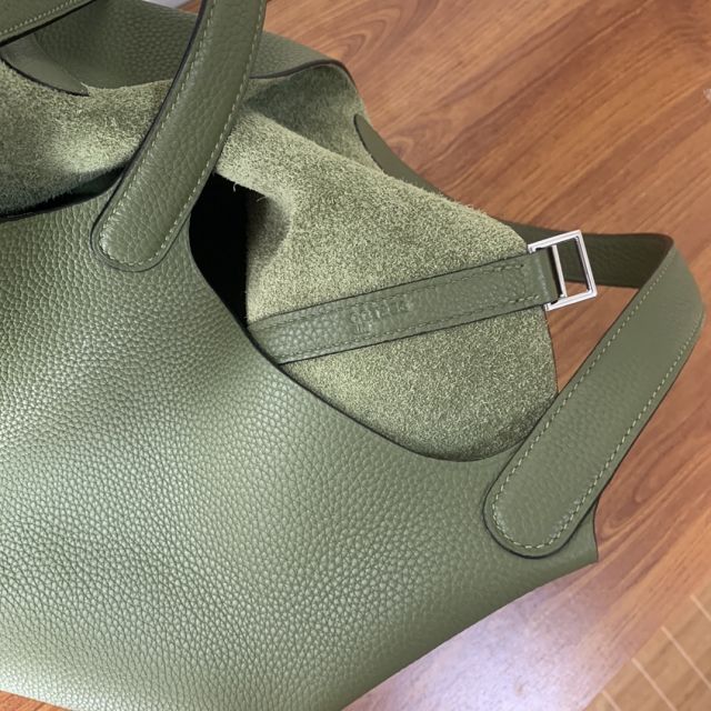 Hermes original togo leather small picotin lock bag HP0018 army green