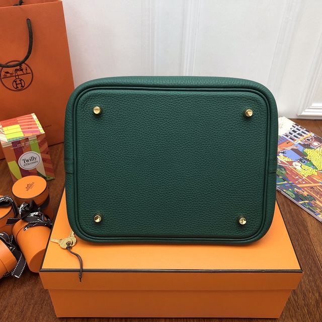 Hermes original togo leather small picotin lock bag HP0018 blackish green