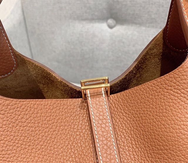 Hermes original togo leather small picotin lock bag HP0018 brown
