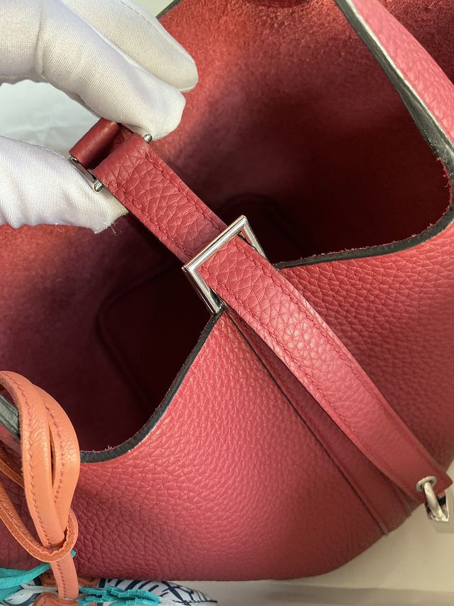 Hermes original togo leather small picotin lock bag HP0018 dark red