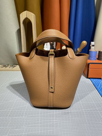 Hermes original togo leather small picotin lock bag HP0018 gold brown