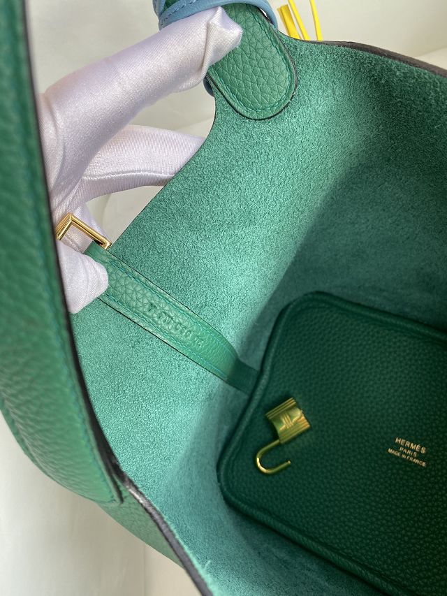 Hermes original togo leather small picotin lock bag HP0018 peacock green