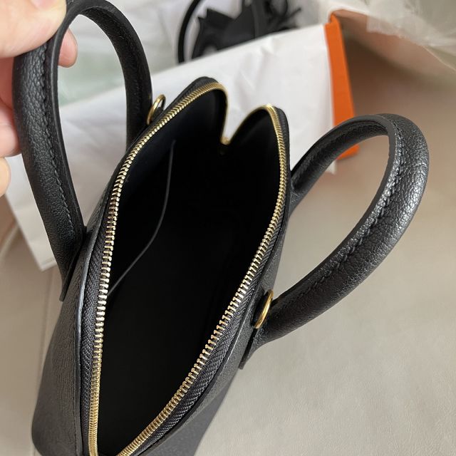 Hermes original chevre leather mini bolide bag H018 black