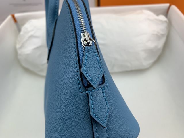 Hermes original chevre leather mini bolide bag H018 blue du nord