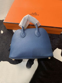 Hermes original chevre leather mini bolide bag H018 navy blue