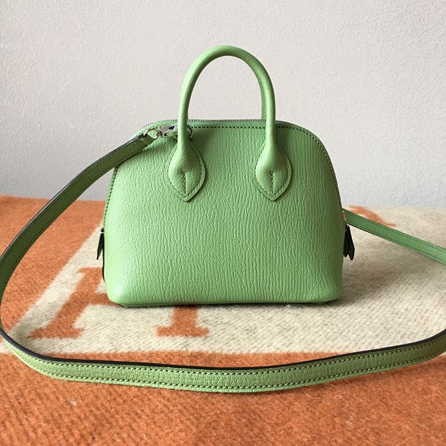 Hermes original chevre leather mini bolide bag H018 vert criquet