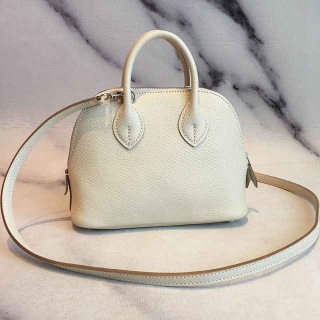 Hermes original chevre leather mini bolide bag H018 white