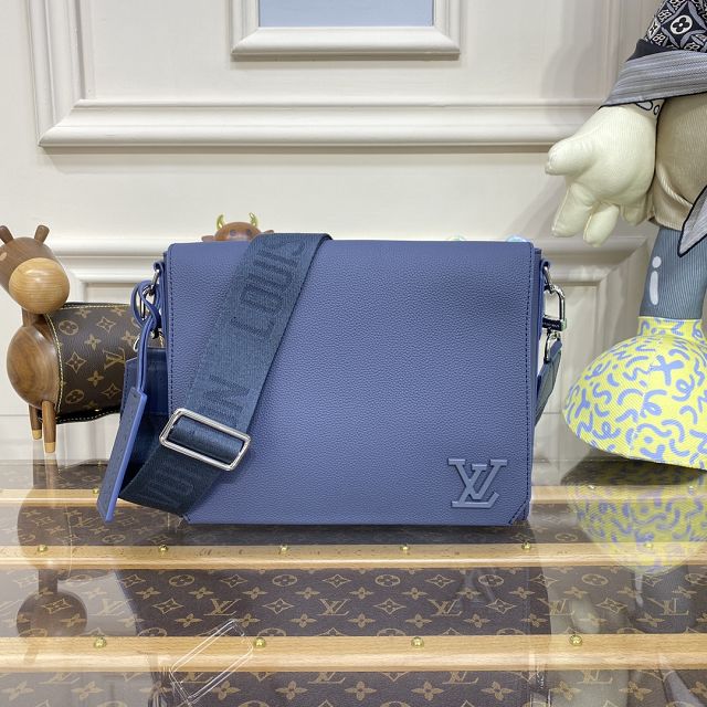 Louis vuitton original calfskin aerogram messenger bag M59327 blue