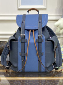 Louis vuitton original calfskin christopher backpack mm M46335 blue