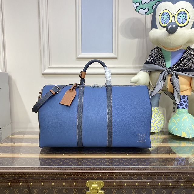 Louis vuitton original calfskin keepall 50 M21377 blue