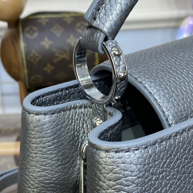 Louis vuitton original calfskin capucines BB handbag M21103 dark silver