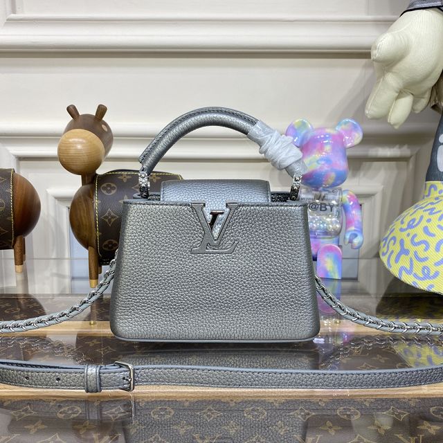 Louis vuitton original calfskin capucines mini handbag M21101 dark grey