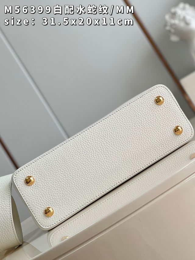 Louis vuitton original calfskin capucines mm handbag M59466 white