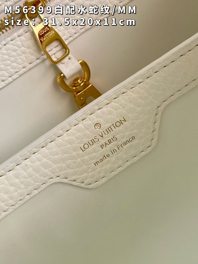 Louis vuitton original calfskin capucines mm handbag M59466 white